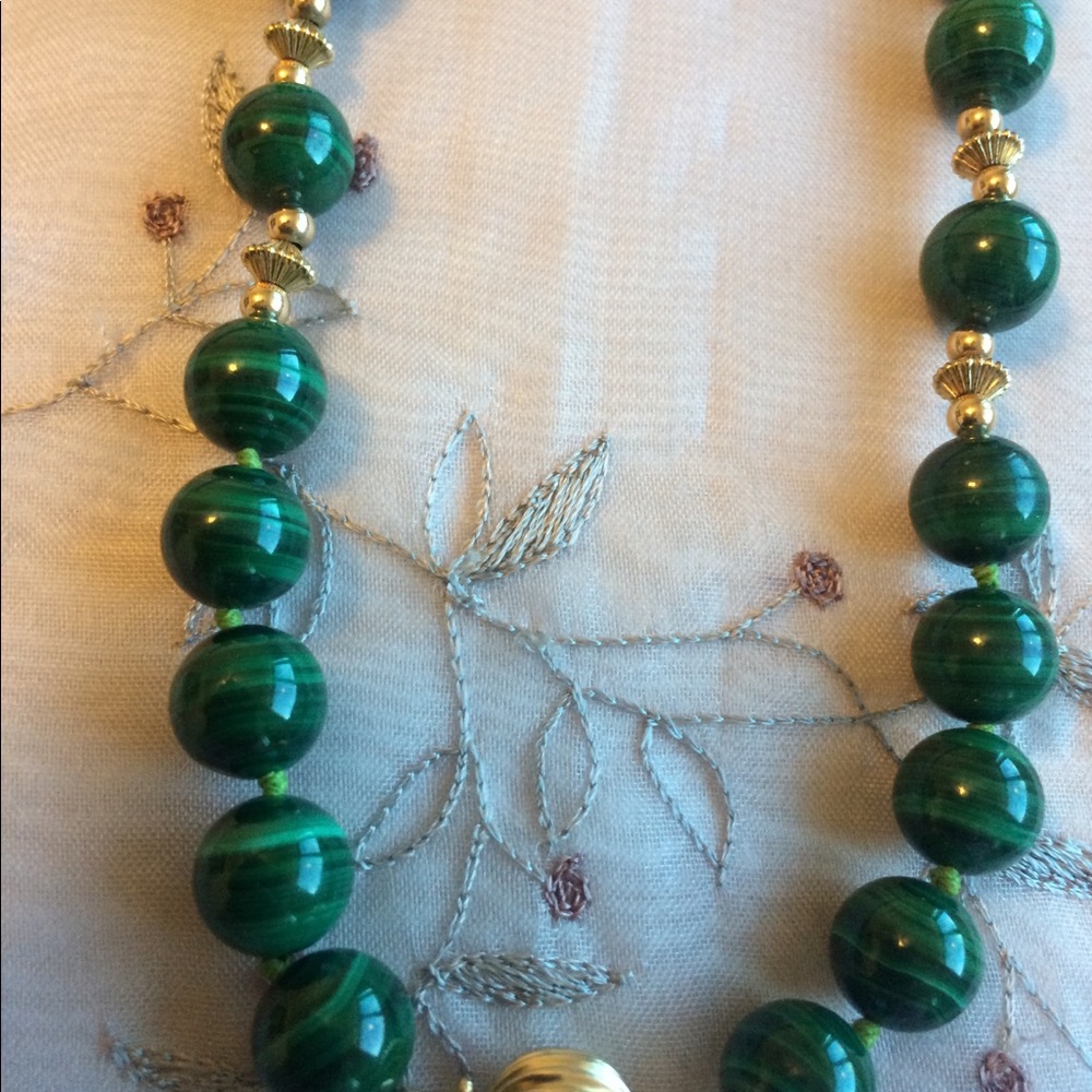 Vintage Green Malachite Necklace (14K)